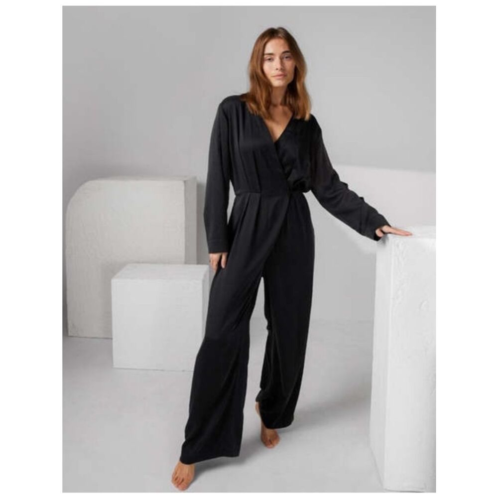 Lunya Silk Immersed Black Long Sleeve Sleepwear Jumpsuit Size XL